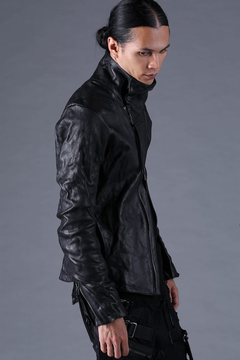 《2027SS先行予約分》Horse Leather High-Neck Jacket"Black" / ホースレザーハイネックジャケット"ブラック"