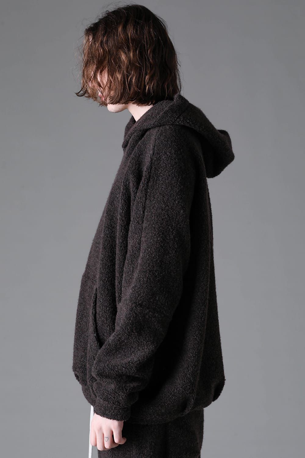 《2026AW先行予約》Sheep Pile Knit Dolman Hoodie Pullover"Black / Khaki" / シープパイルニットドルマンフーディプルオーバー"ブラック/カーキ"