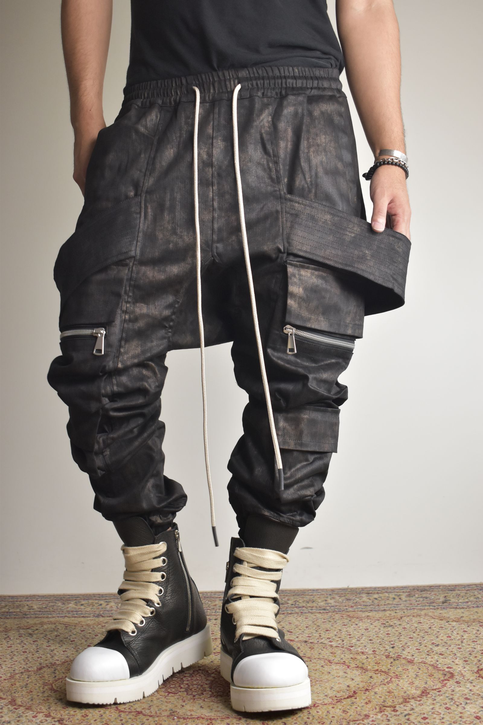 Metal Steam Camouflage Belt Cargo Jogger"Black × Brown" / メタルスチームカモフラージュ ベルトカーゴジョガー"ブラック×ブラウン"