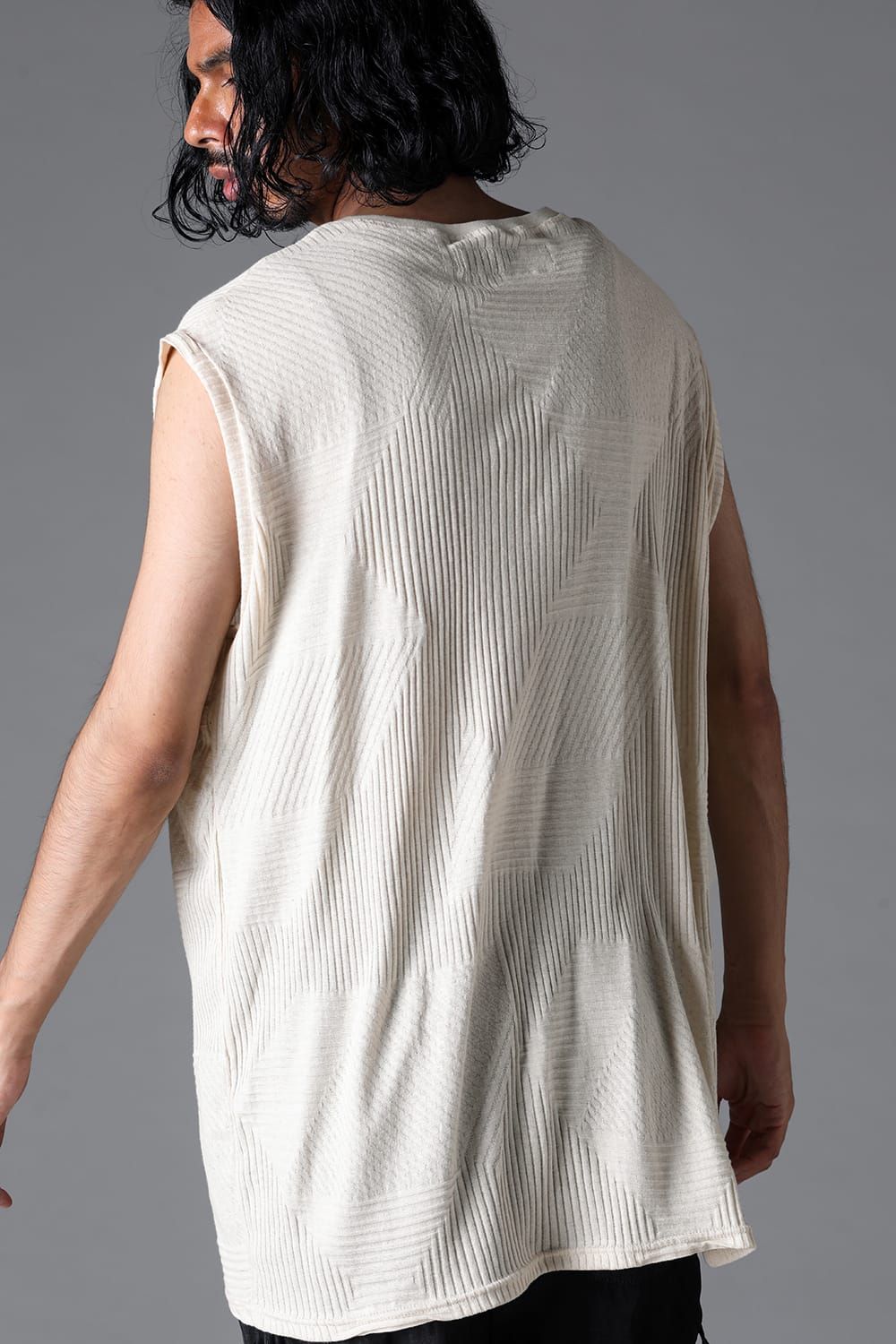 《2026SS先行予約》Deformed Stripe Pattern Tank Top "Black / Cream" /ディフォルメドストライプパターンタンクトップ"ブラック/クリーム"