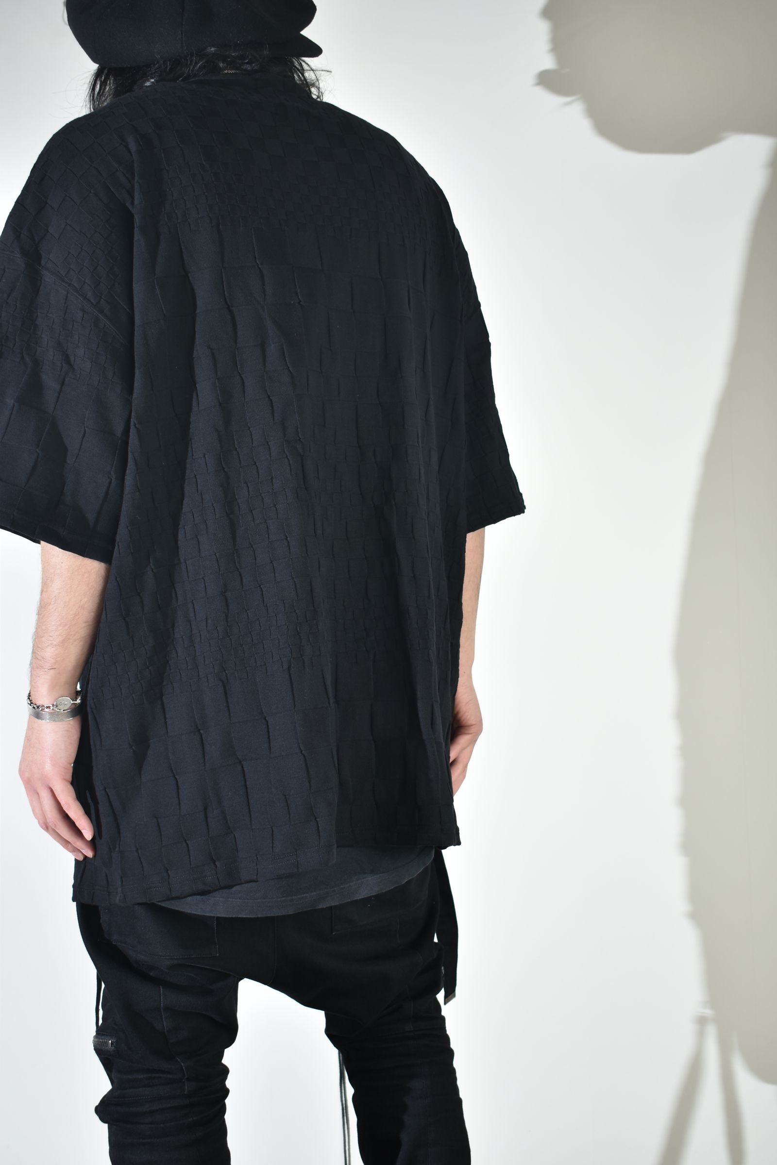 Gradient Plaid Pattern Jumbo Tee"Black" / グラデーションチェックパターンジャンボTee"ブラック"