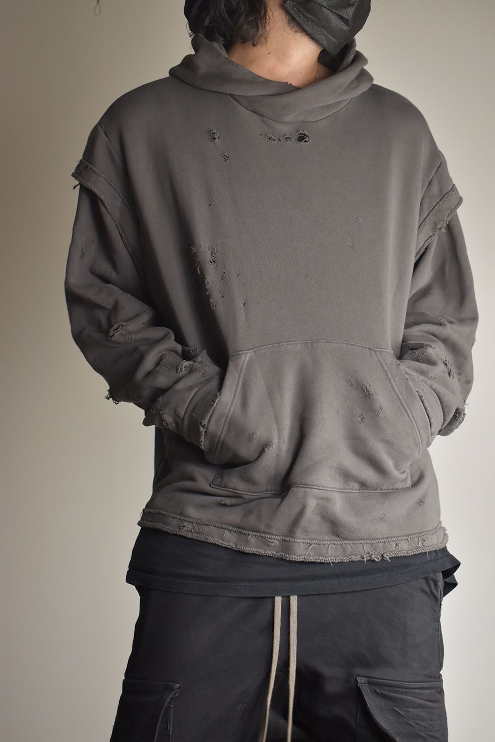 Untwisted Sweat Oversized Pullover Hoodie "Charcoal" / 無撚糸裏毛オーバーサイズプルオーバーフーディー"チャコール"