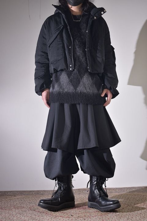 ショートブルゾン×レイヤードワイドサルエル