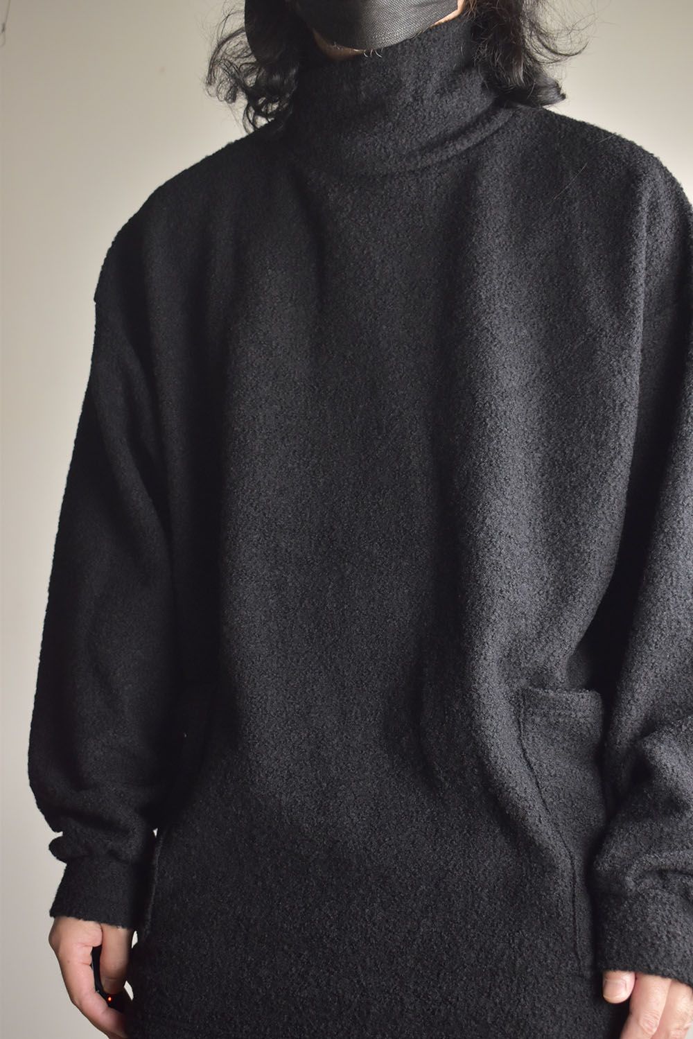 Loop Knit High Neck Long Sleeve T-Shirt "Black" / ループニットハイネックロングスリーブTシャツ"ブラック"