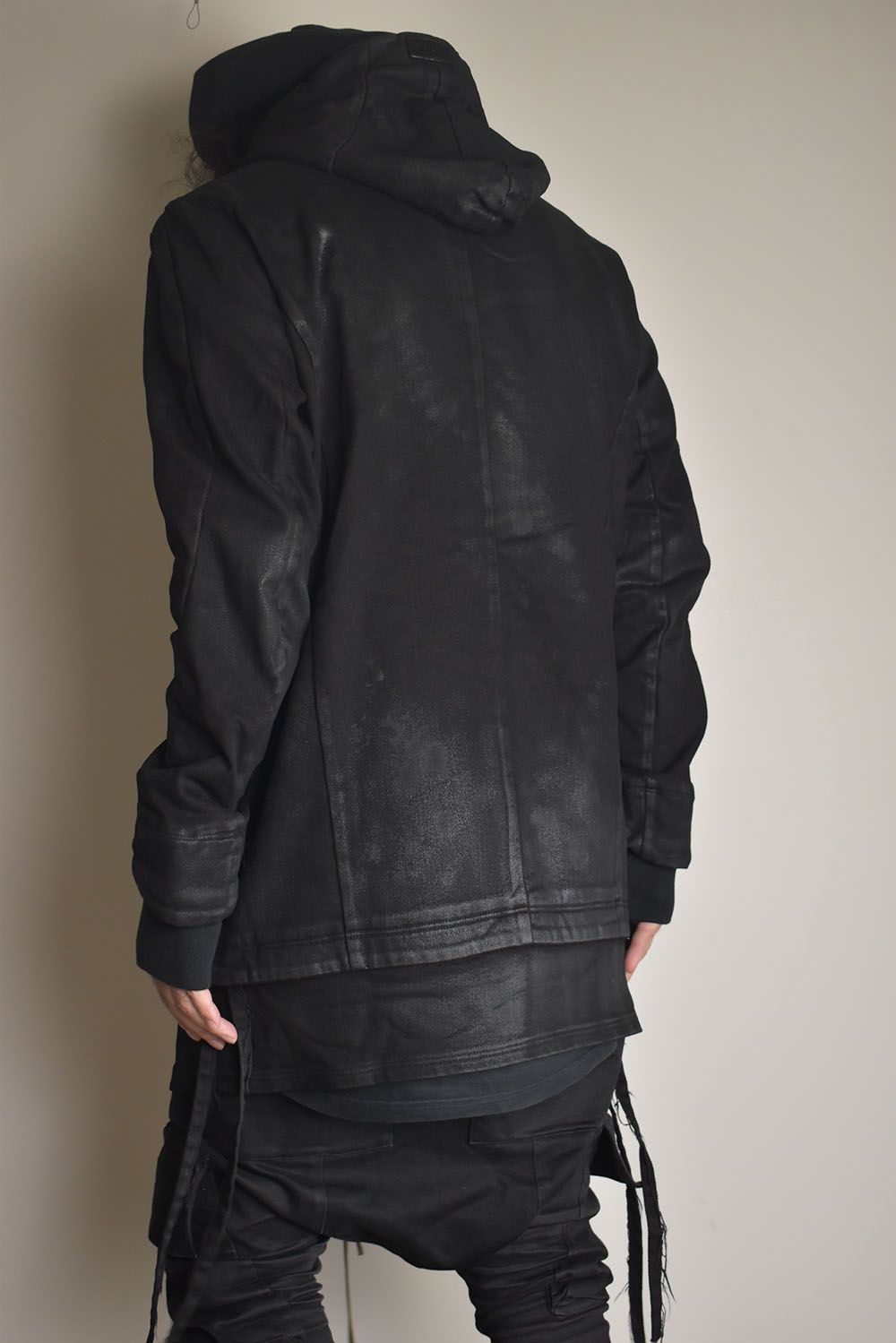 Coated Bonding Hoodie Denim Blouson"Black" / コーディングボンディングフーデッドデニムブルゾン"ブラック"