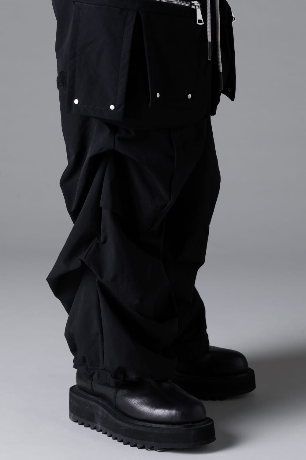 《2026SS先行予約》Stretch Nylon Cargo Tuck Wide Pants"Black" / ストレッチナイロンカーゴタックワイドパンツ"ブラック"