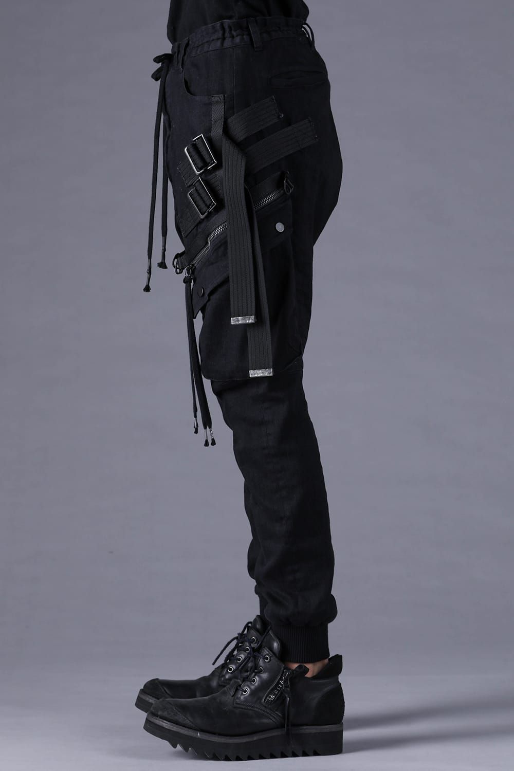 《2027SS先行予約分》Stretch Denim Adjustable Cargo Joggers Pants"Black" / ストレッチデニムアジャストカーゴジョガーパンツ"ブラック"