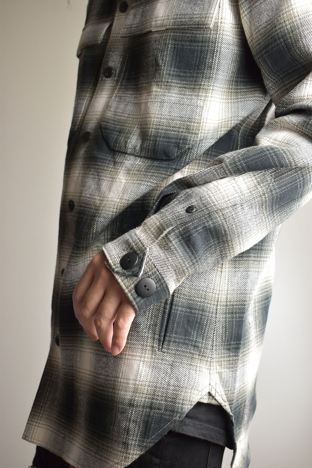 Ombre Check Long Shirts Jacket"White Check" / オンブレチェックロングシャツジャケット"ホワイトチェック"