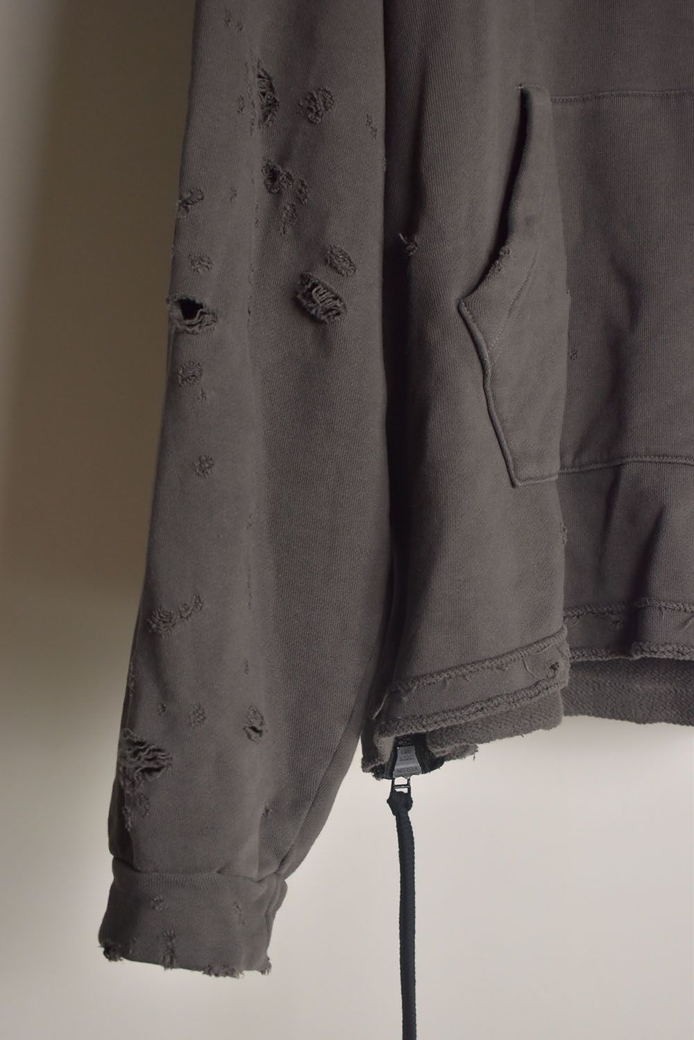 Untwisted Sweat Oversized Pullover Hoodie "Charcoal" / 無撚糸裏毛オーバーサイズプルオーバーフーディー"チャコール"