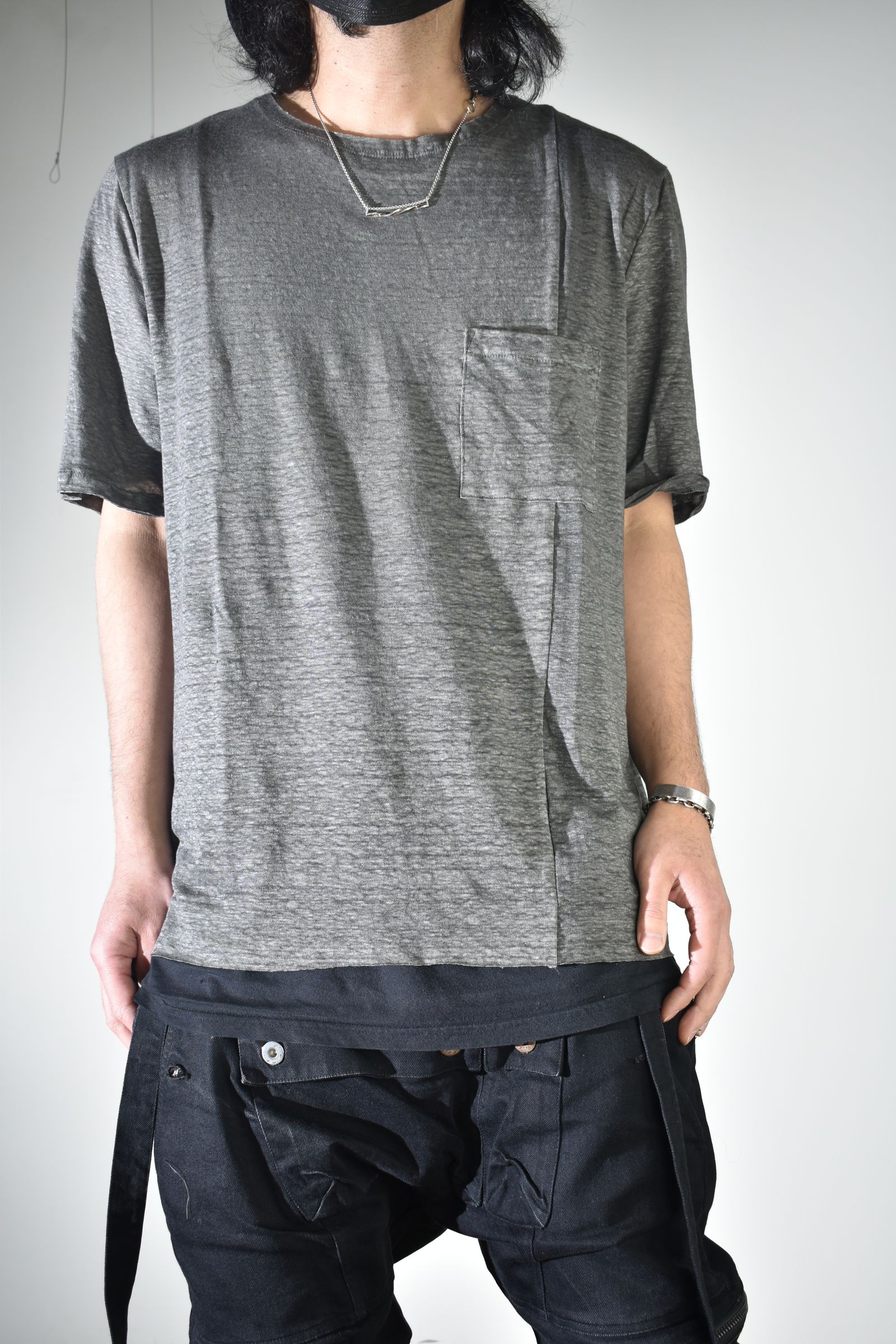 Side Panel Large Tee Shirts W/Pocket"Dark Grey" / サイドパネルラージTee"ダークグレー"