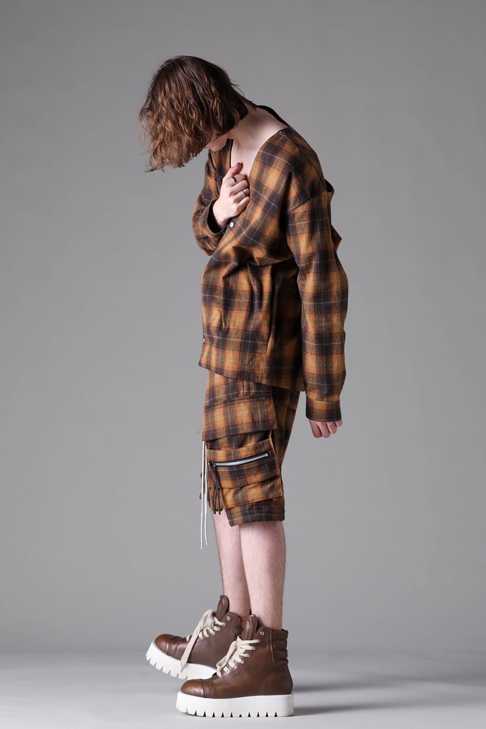 《2026AW先行予約》Plaid Cardigan Shirts""Soft Greige / Black Camel / Warm Brown" " / プレイドカーディガンシャツ"ソフトグレージュ/ブラックキャメル/ウォームブラウン"