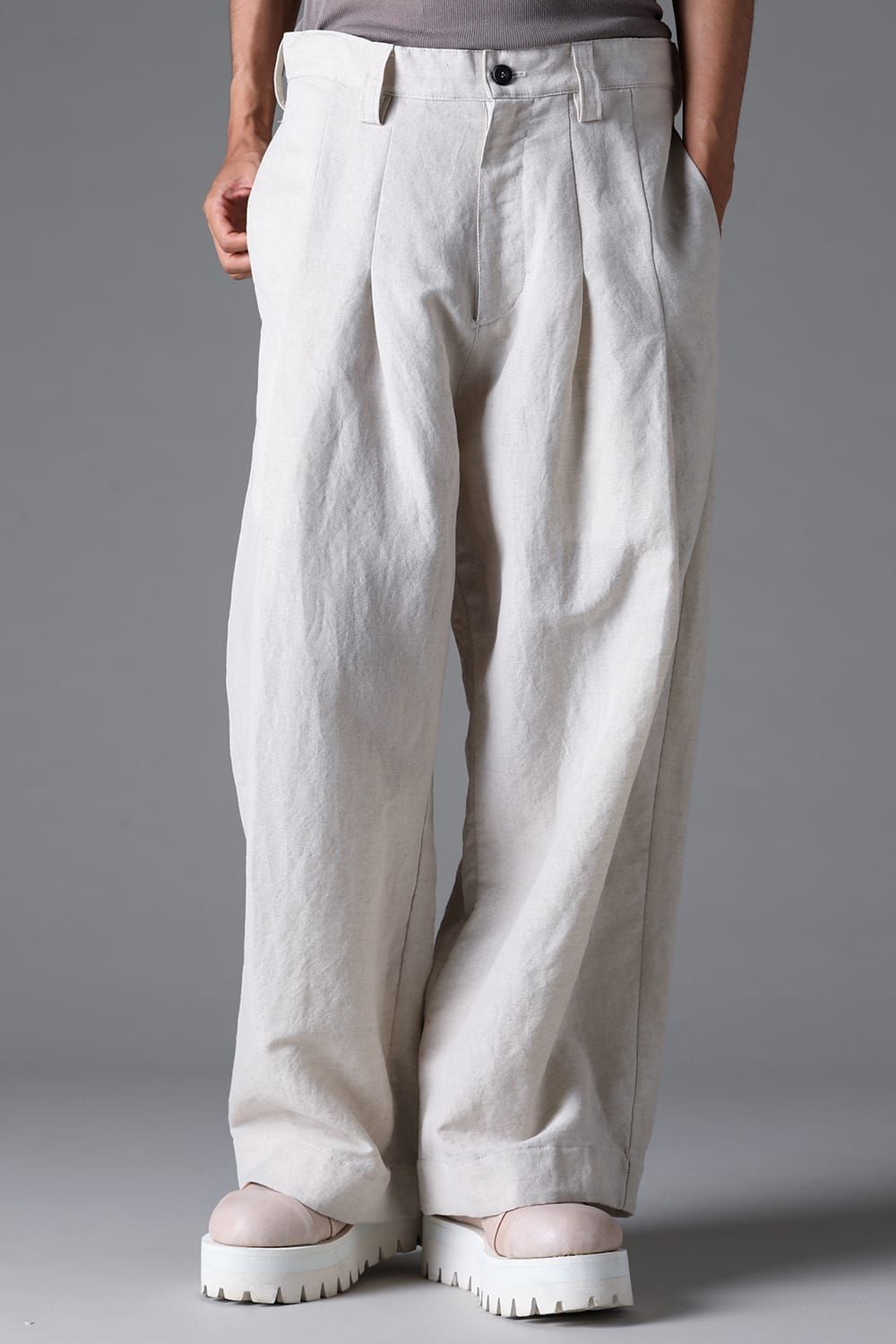 《2026SS先行予約》Tuck Wide Pants"Black / Stone /Khaki /D.Grey / ST×GY" / タックワイドパンツ"ブラック/ストーン/カーキ/ダークグレー/ストライプ×ダークグレー"