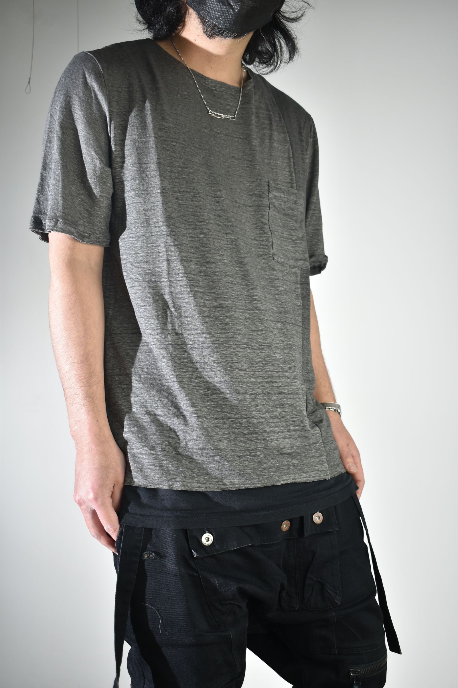 Side Panel Large Tee Shirts W/Pocket"Dark Grey" / サイドパネルラージTee"ダークグレー"