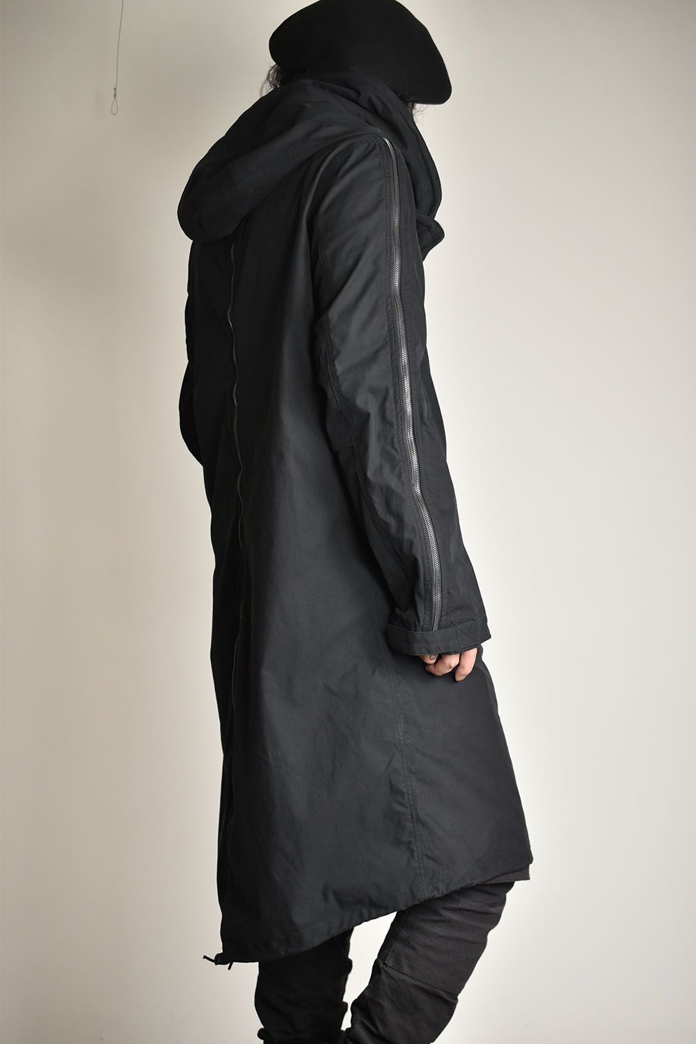 MULTI ZIP MILITARY HOODIE COAT - WITHOUT PATCHES"Black"/マルチジップミリタリーコート"ブラック"