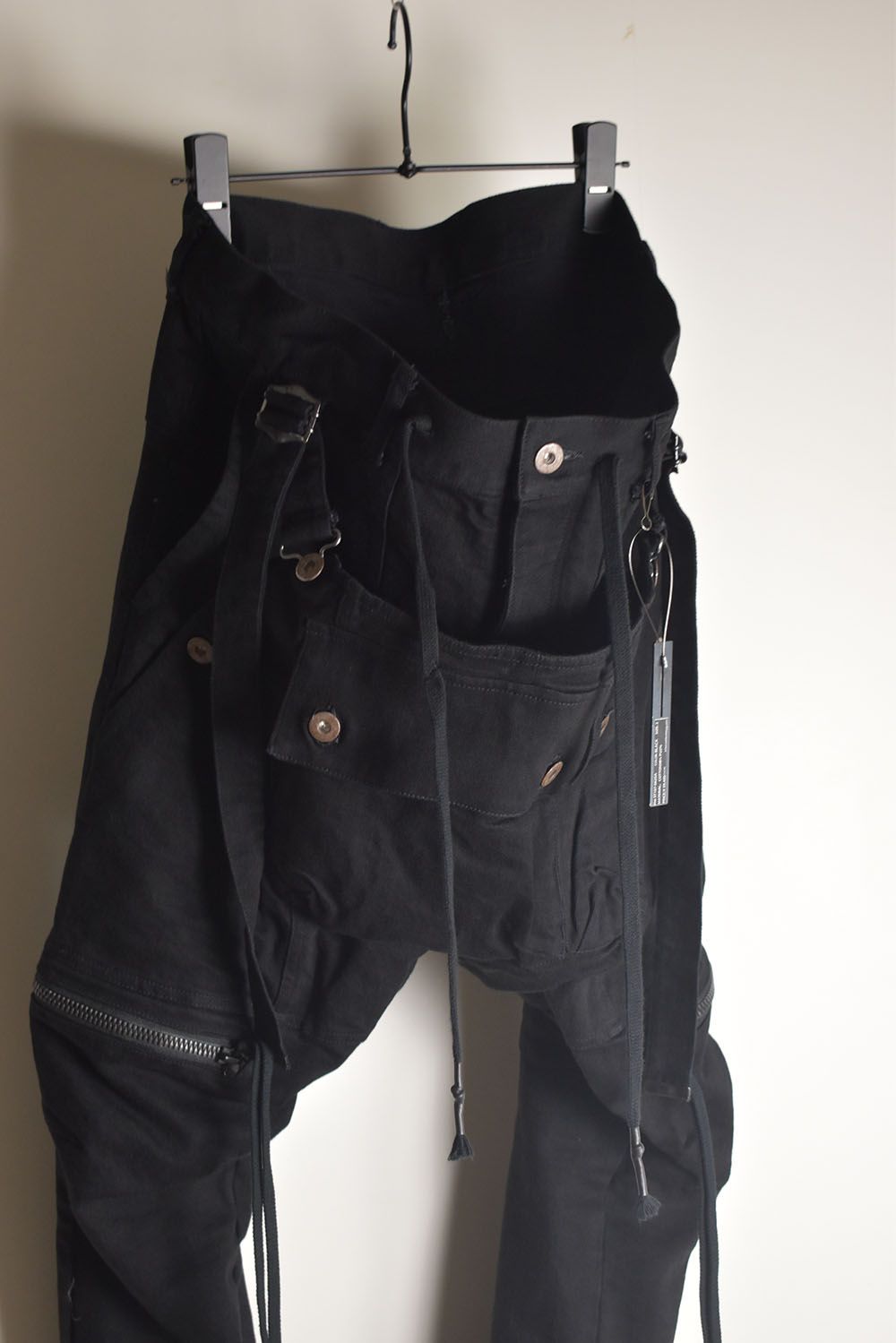 Stretch Denim Salopette Pocket Cargo Jogger Pants "Black" / ストレッチデニムサロペットポケットカーゴジョグパンツ"ブラック"