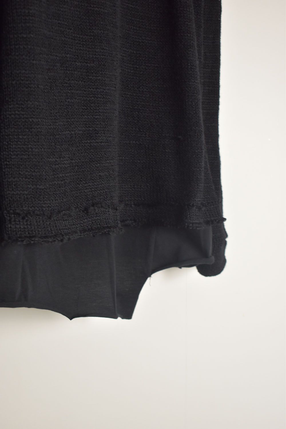 Low-Gauge knit × Cotton Jersey Layered Tee "Black" / ローゲージニット×コットンジャージレイヤードTシャツ"ブラック"