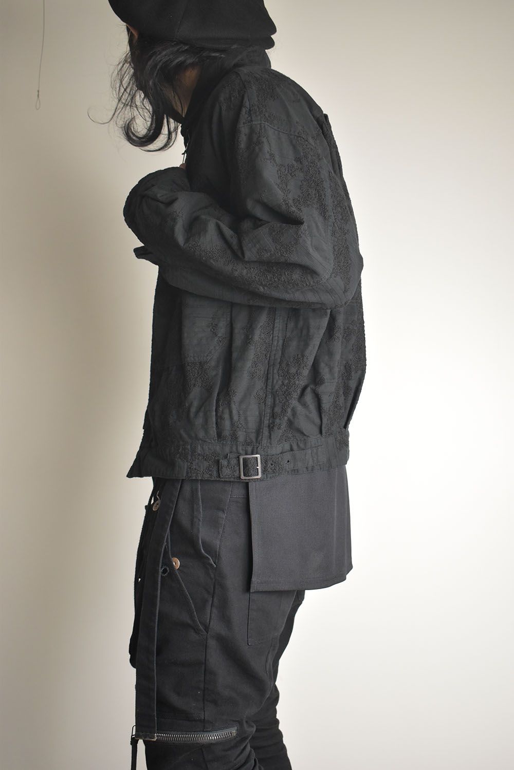 Embroidered Striped Blouson"Black" / 刺繍ストライプブルゾン"ブラック"