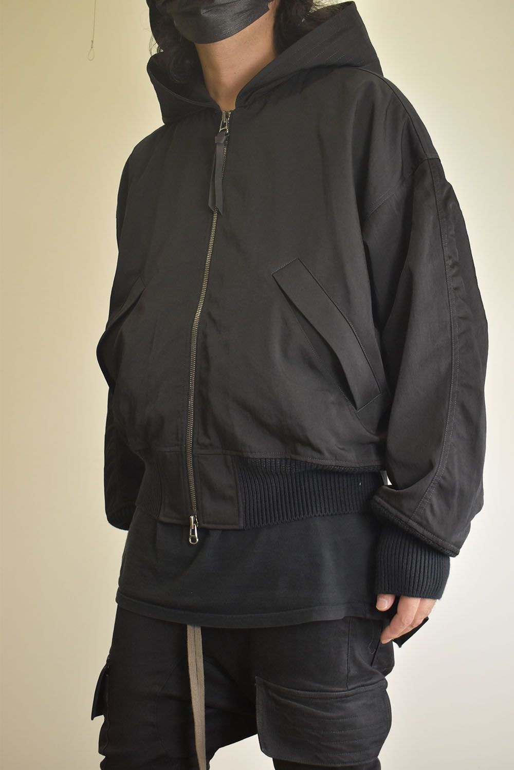 Nylon Wool Twill Hooded Jacket"Black" / ナイロンウールツイルフーデッドジャケット"ブラック"