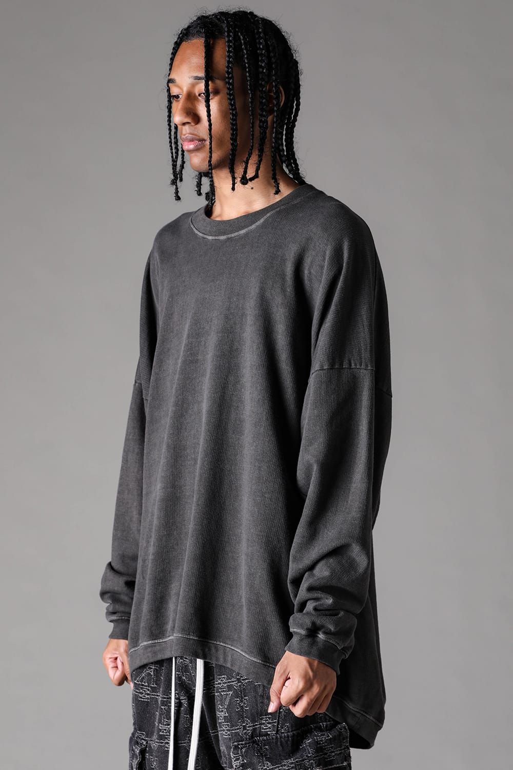 《2027SS先行予約》Sumi Dyed Lightweight French Terry Jumbo Pullover "D.Grey" / 墨染ミニ裏毛ジャンボプルオーバー"ダークグレー"