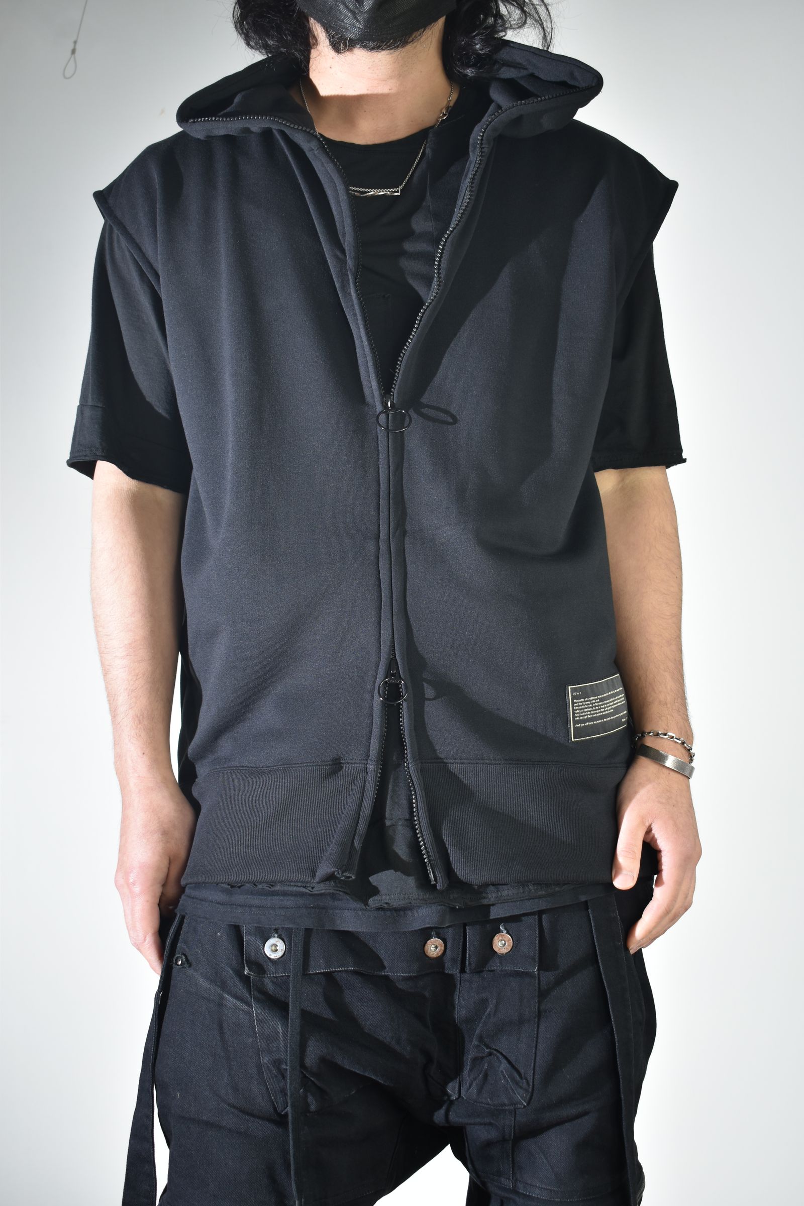 No Sleeve Zip Hoodie"Black" / ノースリーブジップフーディ"ブラック"