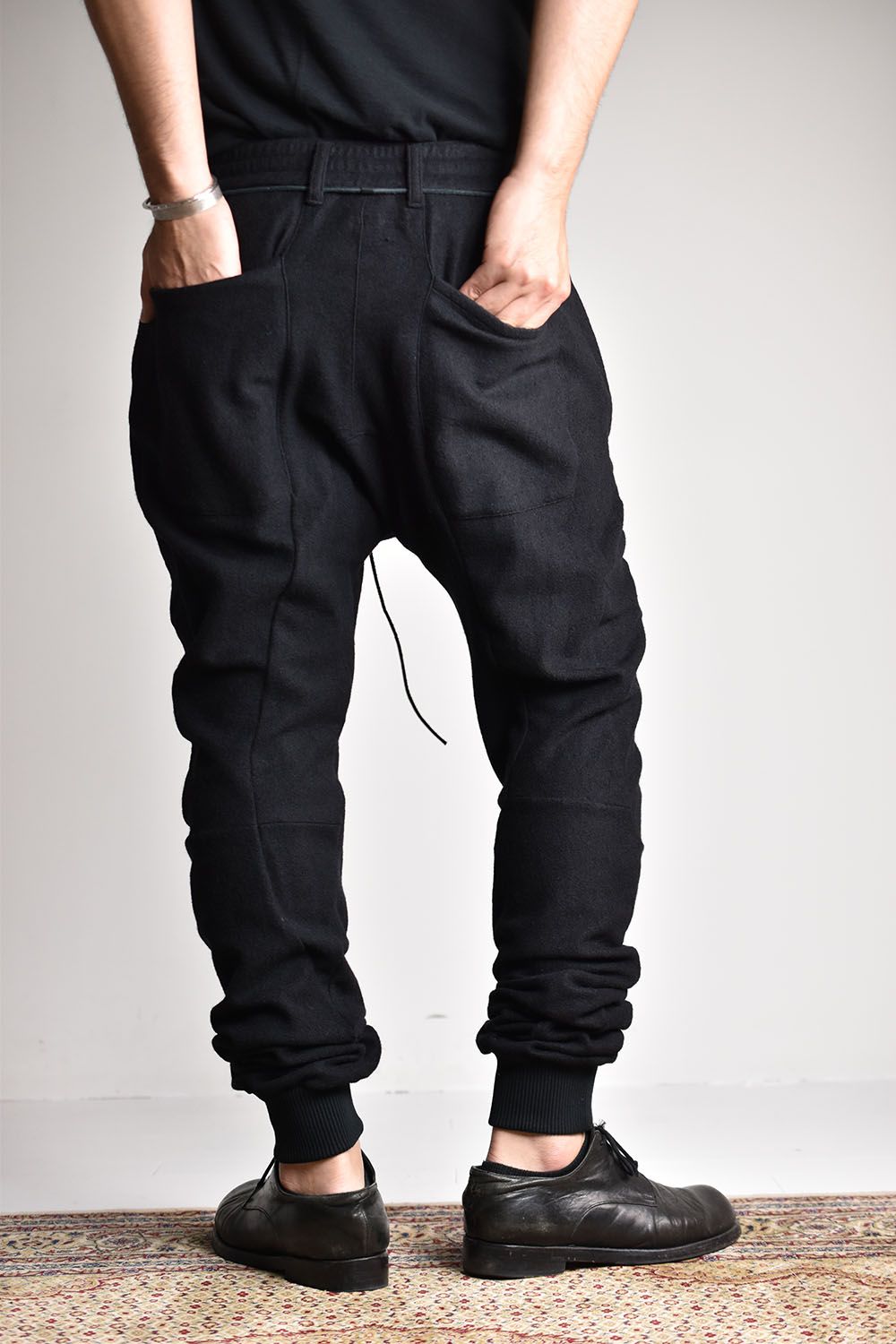 Knit Twist Jogger Pants"Black"/カシミヤ混ニットツイストジョガーパンツ"ブラック"