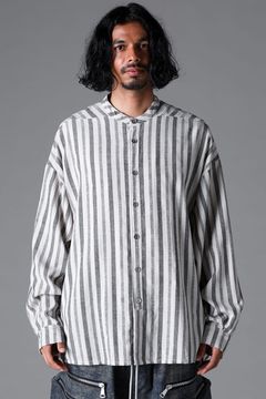 《2026SS先行予約》Vertical Stripes Stand Collar Shirts "Cream×L.Grey" / バーティカルストライプスタンドカラーシャツ"クリーム×グレー"