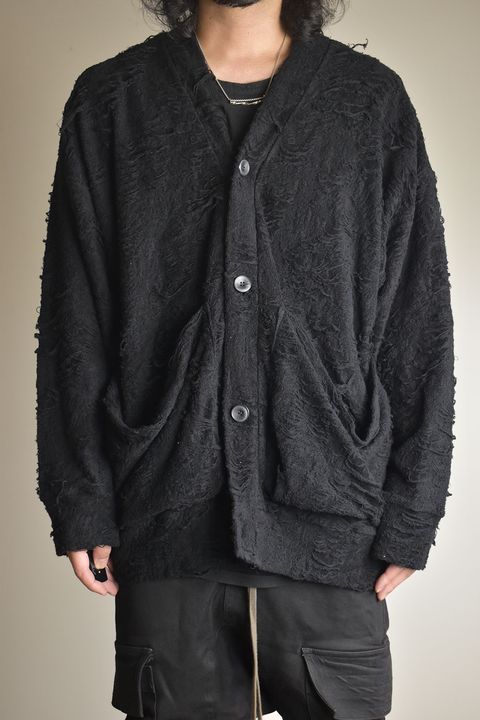 Damage Pile Jumbo Cardigan"Black" / ダメージパイル ジャンボカーディガン"ブラック"