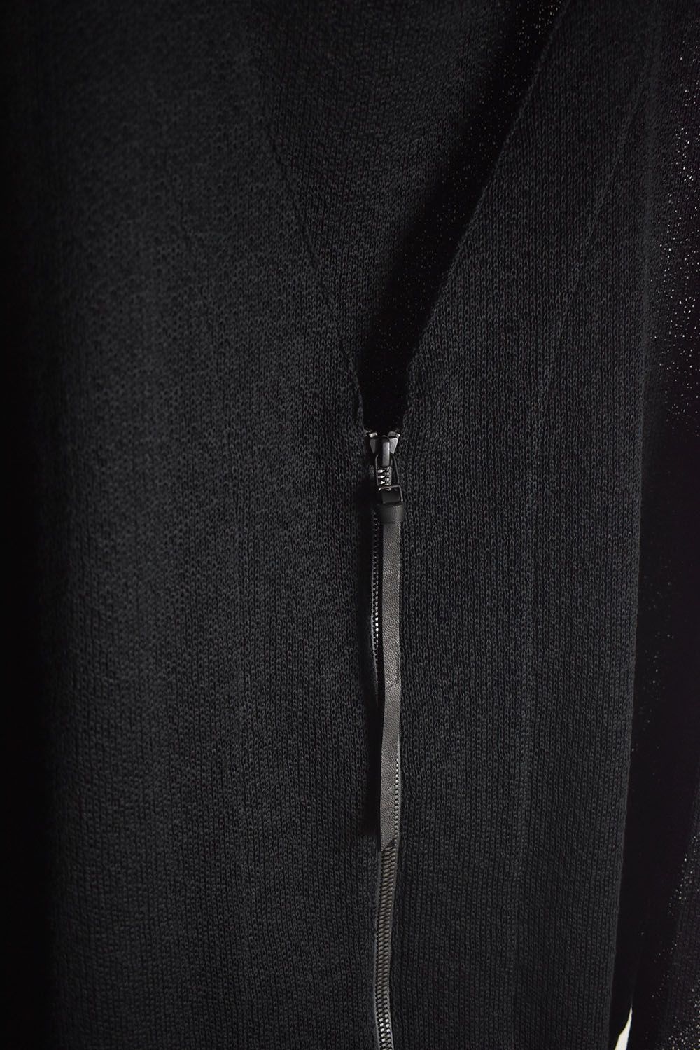 Cotton Low Gauge Knit Cardigan Layered Pullover"Black" / コットンローゲージニットカーディガンレイヤードプルオーバー"ブラック"