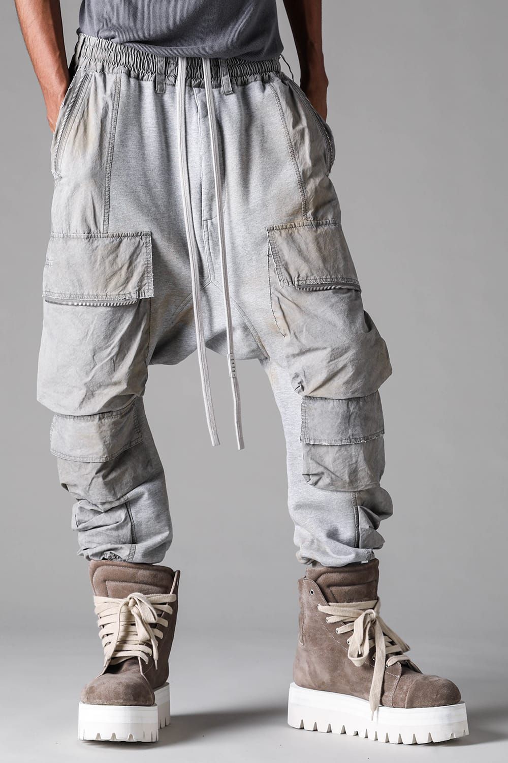 《2027SS先行予約》Vintage Cargo Sarrouel Easy Pants "Black × Brown / Grey × L.Grey / Ivory" / ヴィンテージカーゴサルエルイージー"パンツ"ブラック×ブラウン / グレー×ライトグレー / アイボリー"