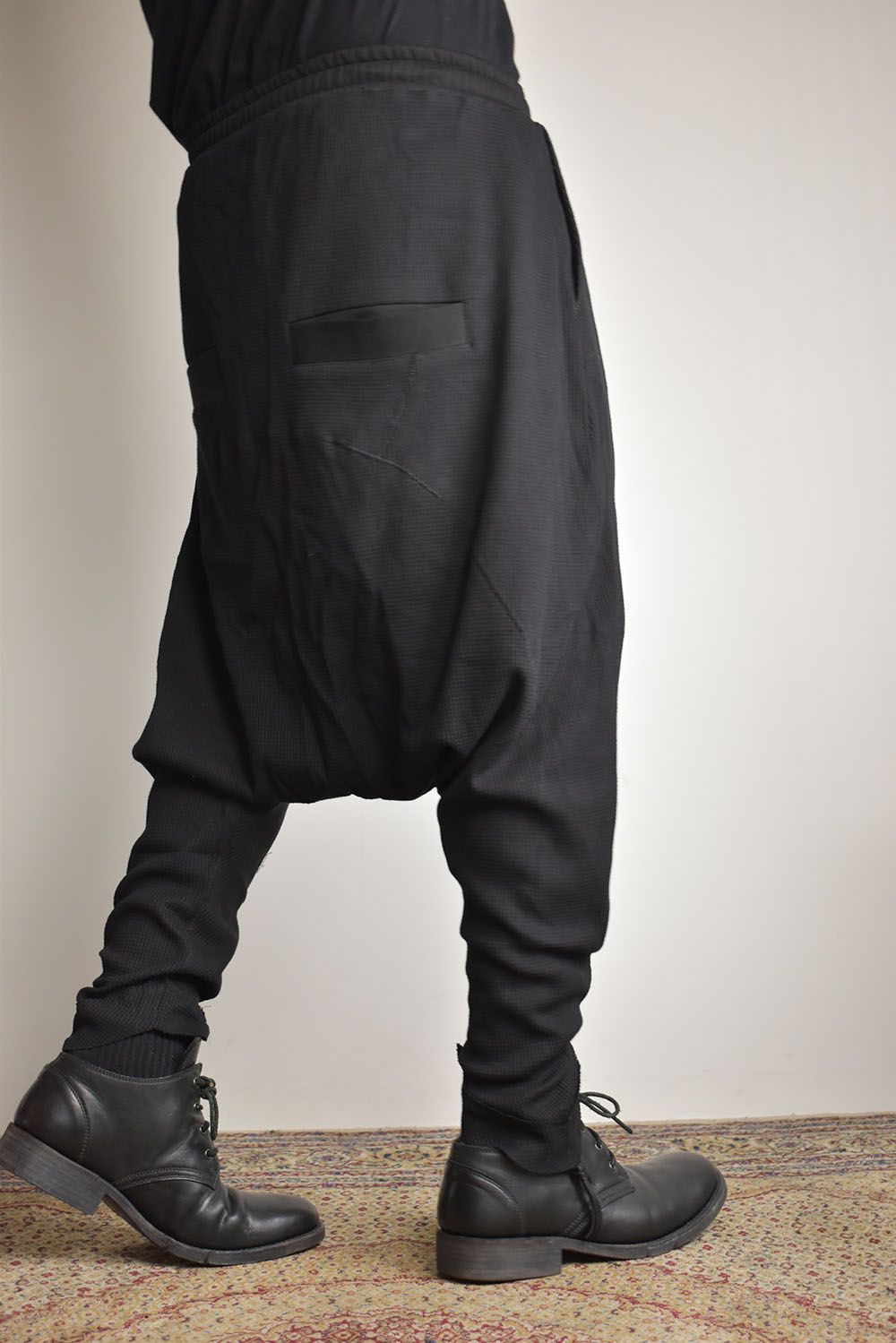 Waffle Sarrouel Pants"Black"/ワッフルサルエルパンツ"ブラック"