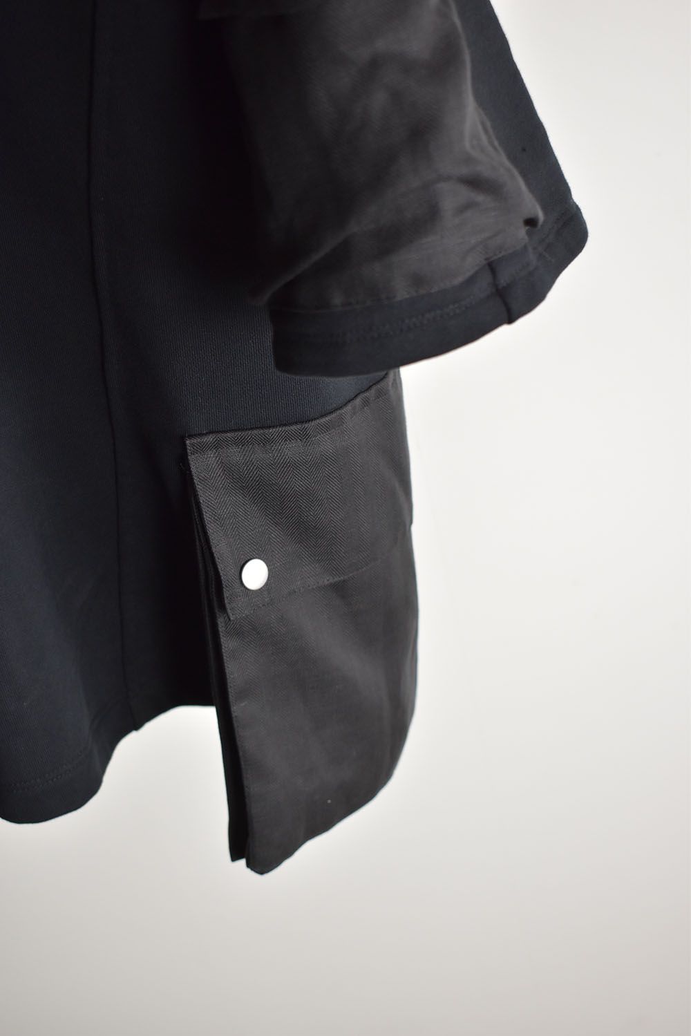 Linen Combi Sweat Top"Black" / リネンコンビスウェットトップ"ブラック"