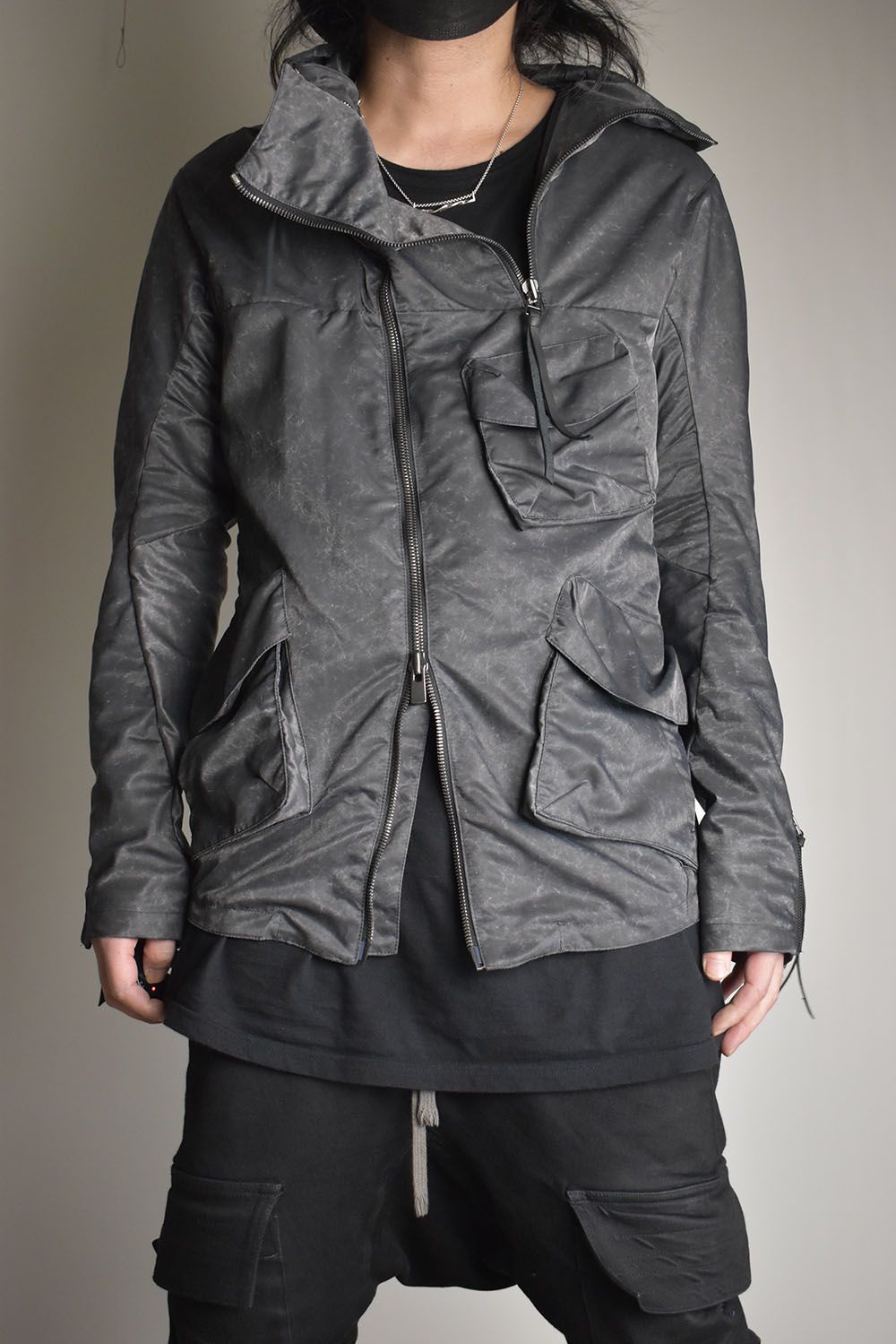 Pigment Coated Washer Nylon Hooded Jacket"Black" / 顔料コーティングワッシャーナイロンフーデットジャケット"ブラック"