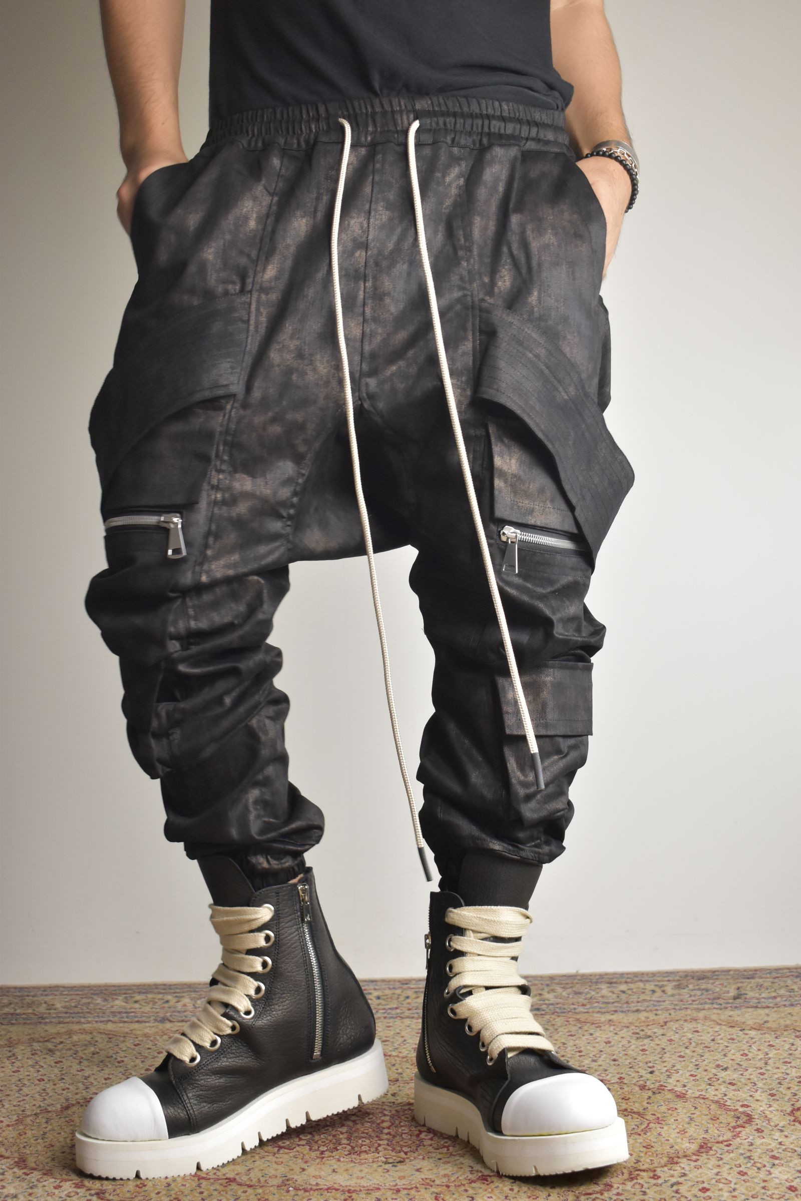 Metal Steam Camouflage Belt Cargo Jogger"Black × Brown" / メタルスチームカモフラージュ ベルトカーゴジョガー"ブラック×ブラウン"