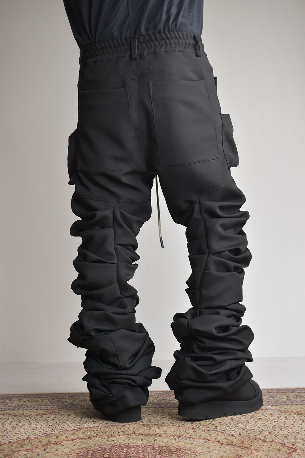 Twill Monster Tuck Flare Baggy Pants"Black"/ツイルモンスタータックフレアバギーパンツ"ブラック"