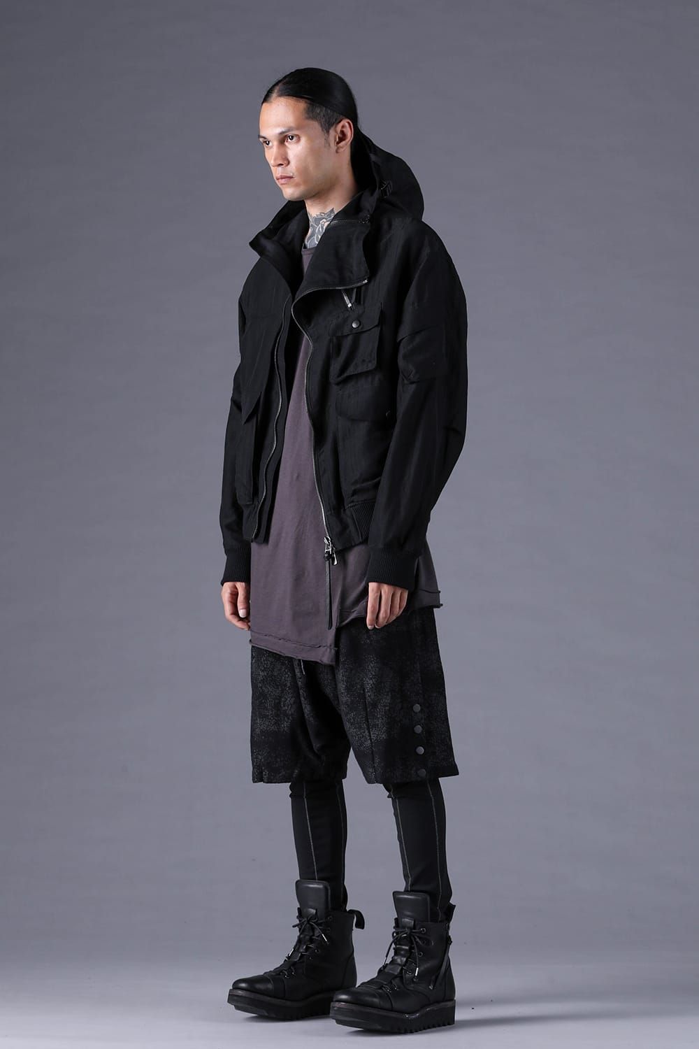 《2027SS先行予約分》Crack-Coated Jersey Sarrouel Shorts"Black" / クラックコーティングジャージーサルエルショートパンツ"ブラック"