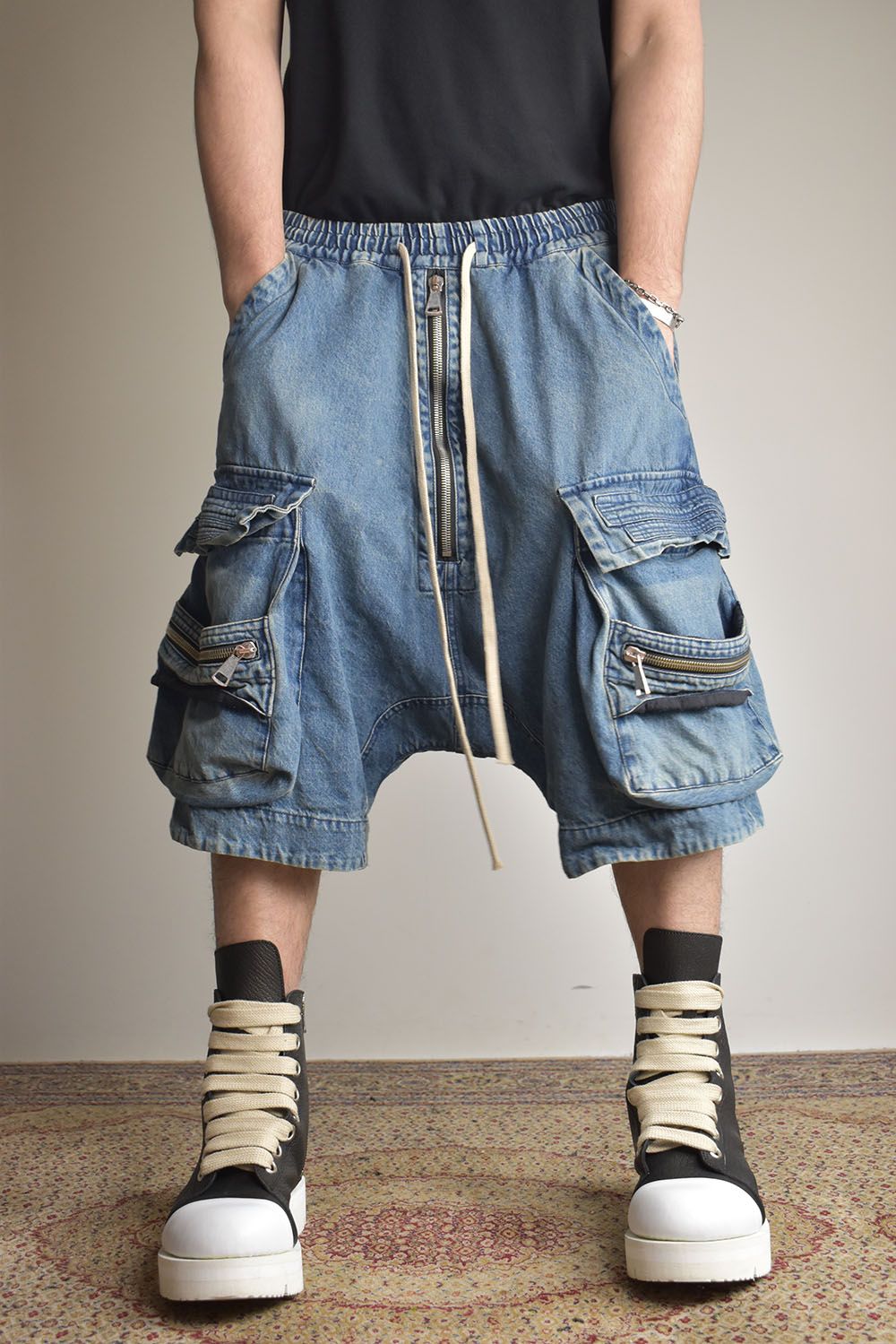 Vintage Denim Military Shorts"Blue" / ヴィンテージデニムミリタリーショーツ"ブルー"