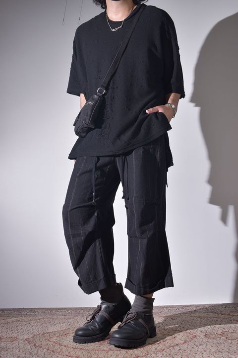 素材感、シルエットで変化のある夏スタイリング