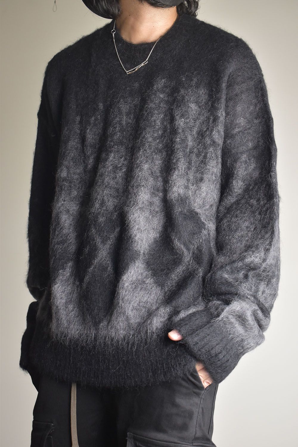 Mohair Alpaca Knit Pullover"Black Grap" / モヘアアルパカニットプルオーバー"ブラックグレープ"