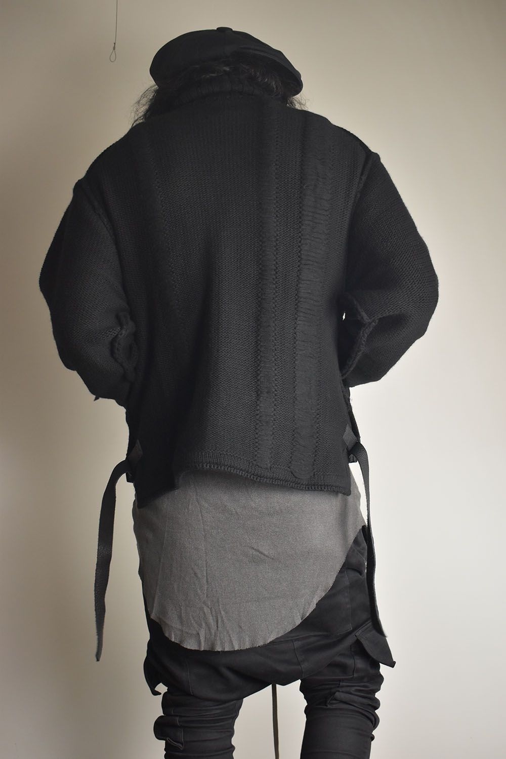 Damage Stripe Knit Cropped Jacket "Black" / ダメージストライプニットクロップドジャケット"ブラック"