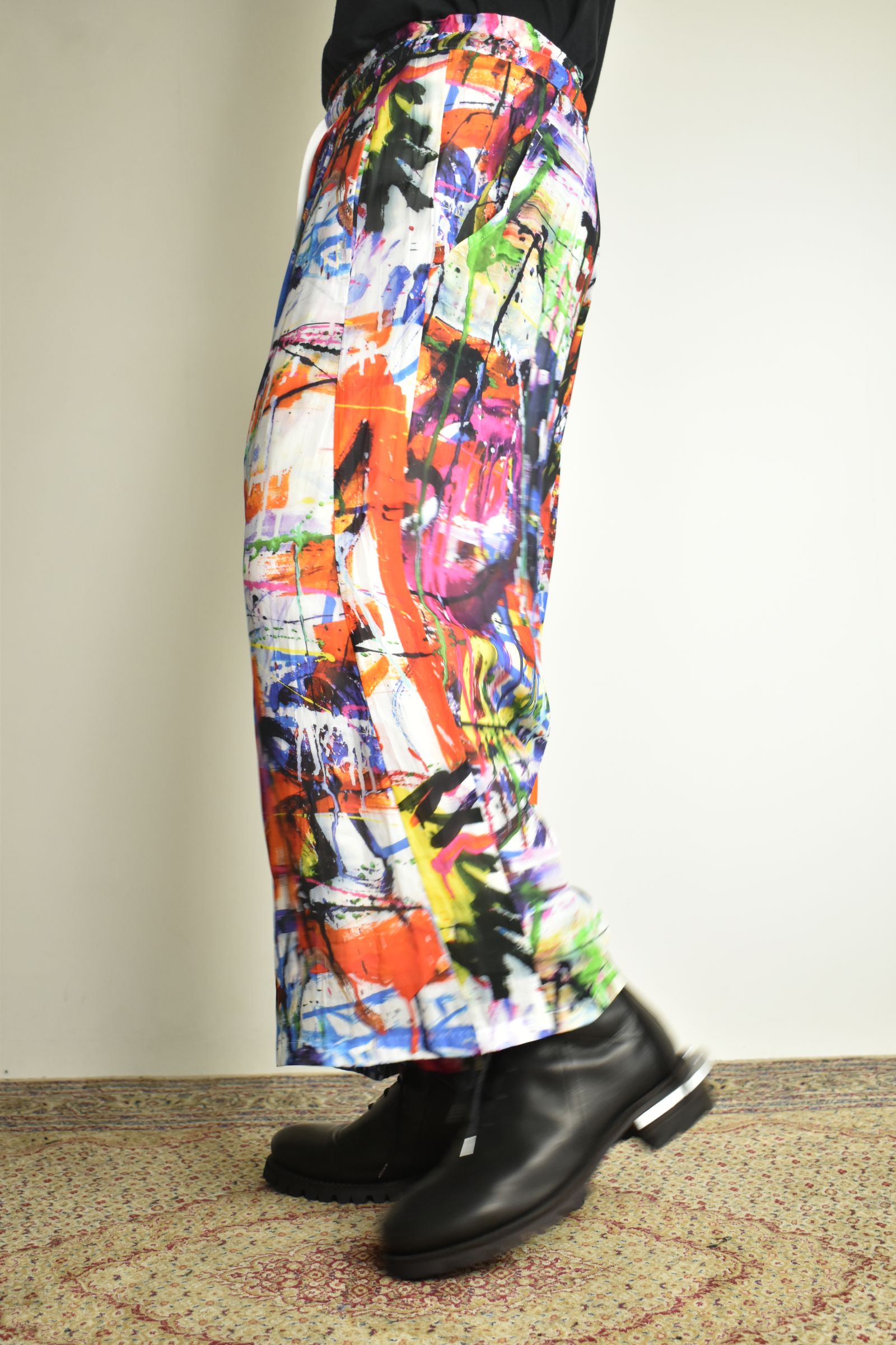 Rayon Chiffon Inkjet Print Wide Cropped Easy Pants"Color Print" / レーヨンシフォンインクジェットプリントワイドクロップドイージーパンツ"カラープリント"