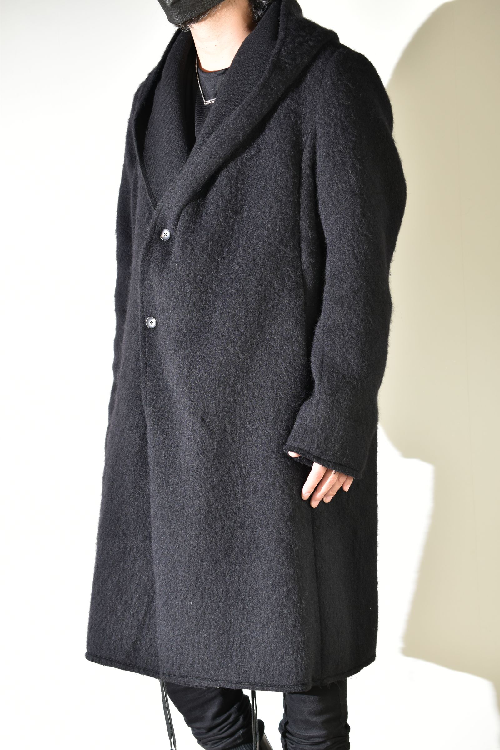 Shawl Collar Hoodie Coat "Black" / ショールカラーフーディコート"ブラック"