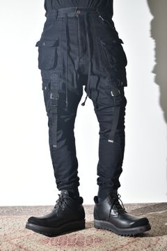 Stretch Denim Belt-Adjustable Cargo Jogger Pants"Black" / ストレッチデニムベルトアジャストカーゴジョグパンツ"ブラック"