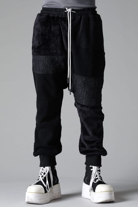 《2025AW先行予約》Fleece Combi Sarouel Jogger"Black" / フリースコンビサルエルジョガー"ブラック"