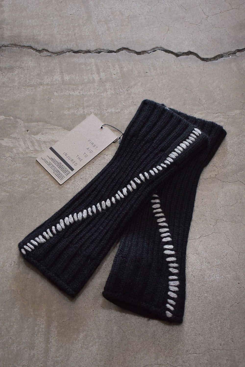 Over Lock Knit Arm Warmers "Black" / オーバーロックニットアームウォーマー"ブラック"