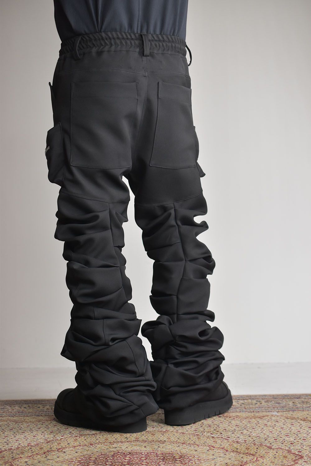 Twill Monster Tuck Flare Baggy Pants"Black"/ツイルモンスタータックフレアバギーパンツ"ブラック"