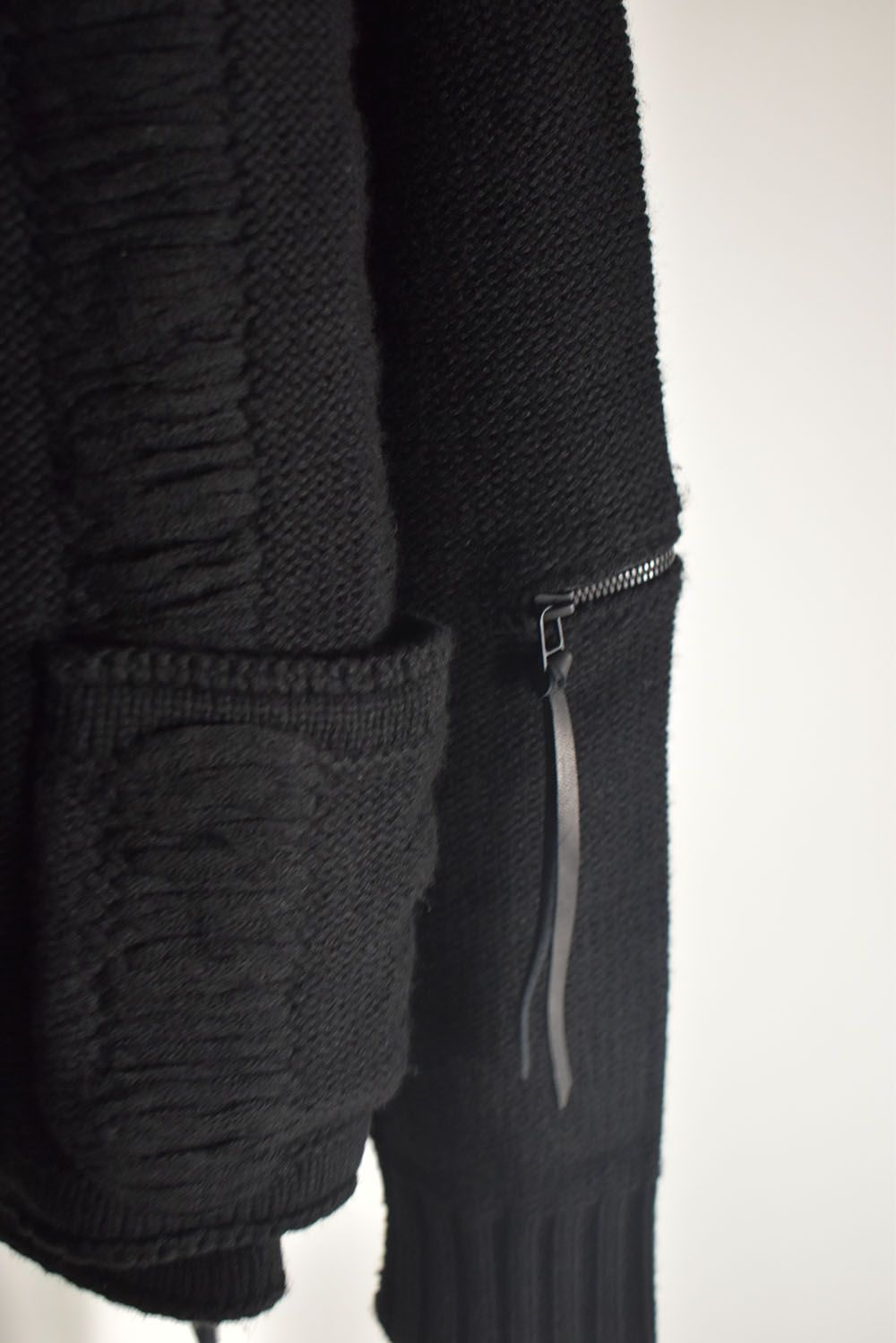 Damage Stripe Knit Cropped Jacket "Black" / ダメージストライプニットクロップドジャケット"ブラック"