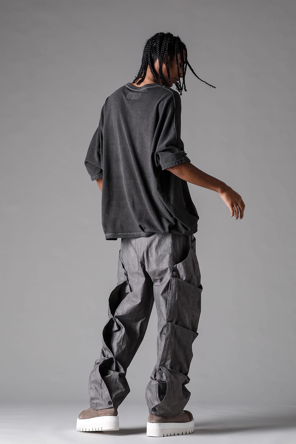 《2027SS先行予約》Sumi Dyed Lightweight French Terry Dolman Jumbo Tee"D.Grey" / 墨染ミニ裏毛ドルマンジャンボTee"ダークグレー"