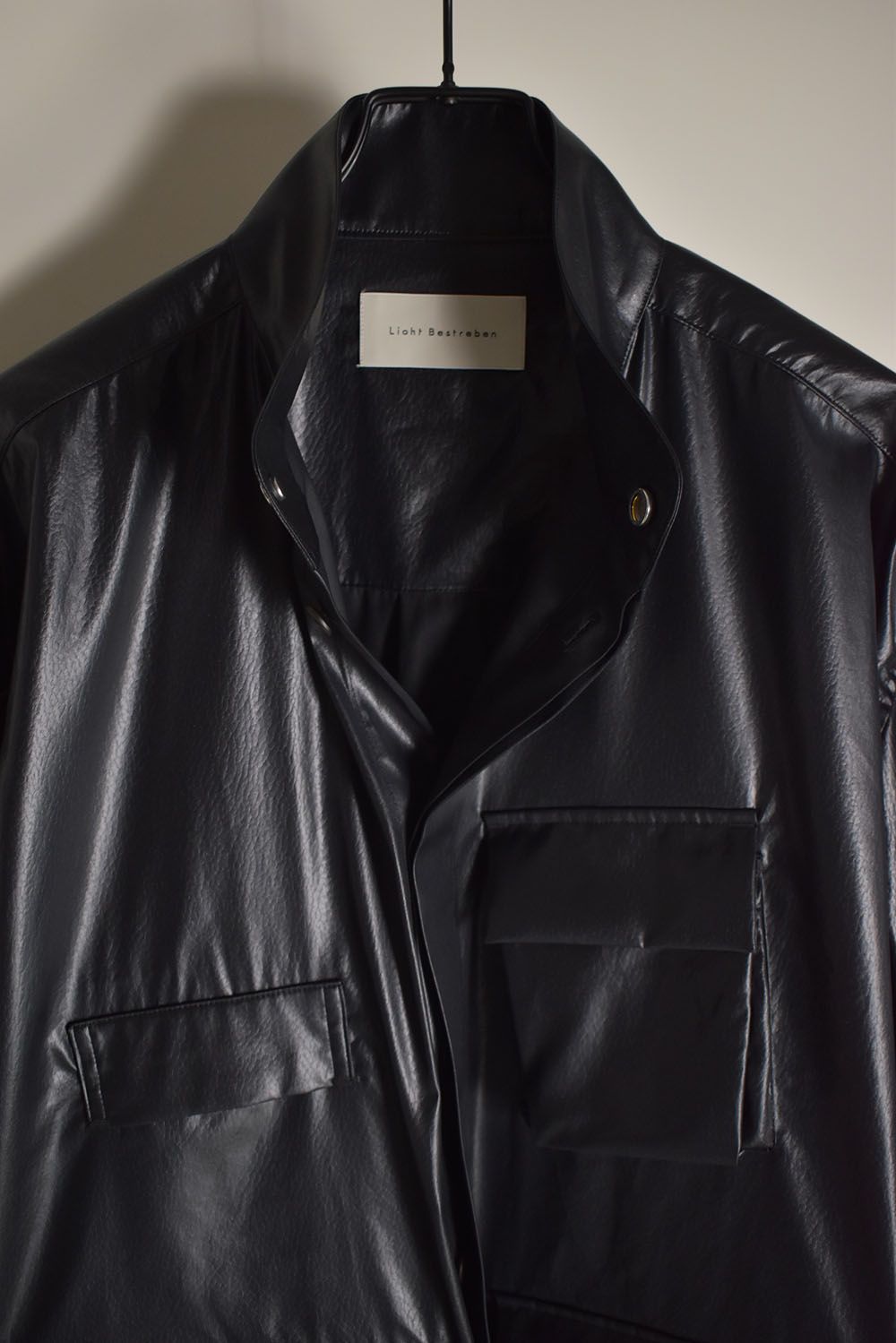 Fake Fake Leather Shirts Jacket"Black" / フェイクフェイクレザーシャツジャケット"ブラック"