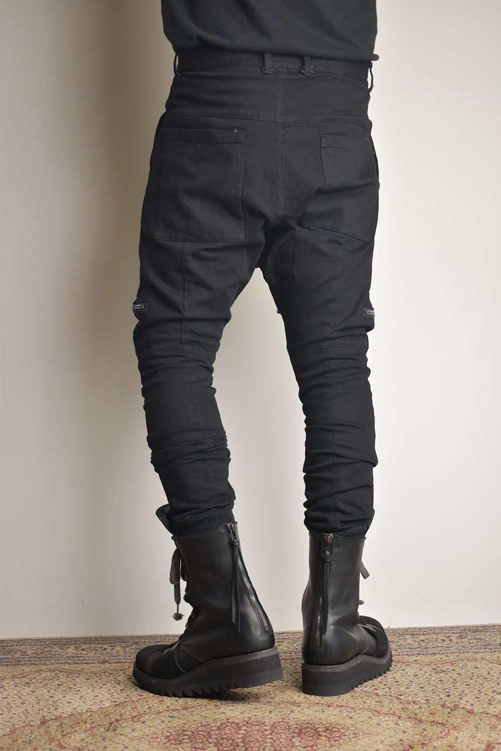 Stretch Denim Salopette Pocket Cargo Jogger Pants "Black" / ストレッチデニムサロペットポケットカーゴジョグパンツ"ブラック"