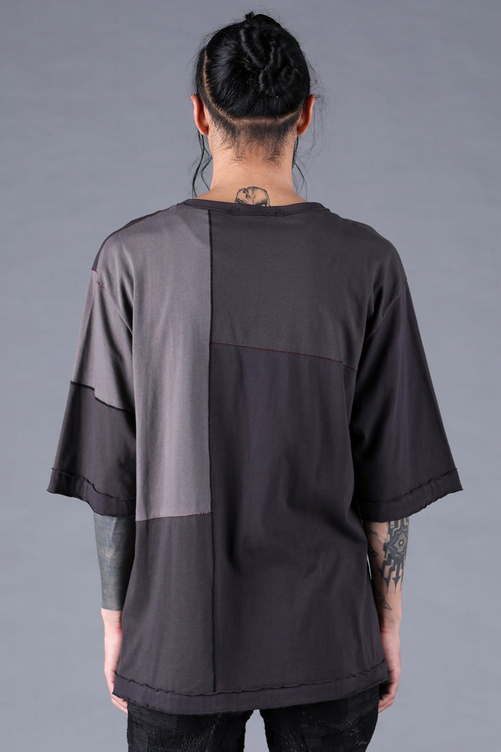 Multi Color Patchwork T-shirt"Charcoal" / マルチカラーパッチワークTシャツ"チャコール"